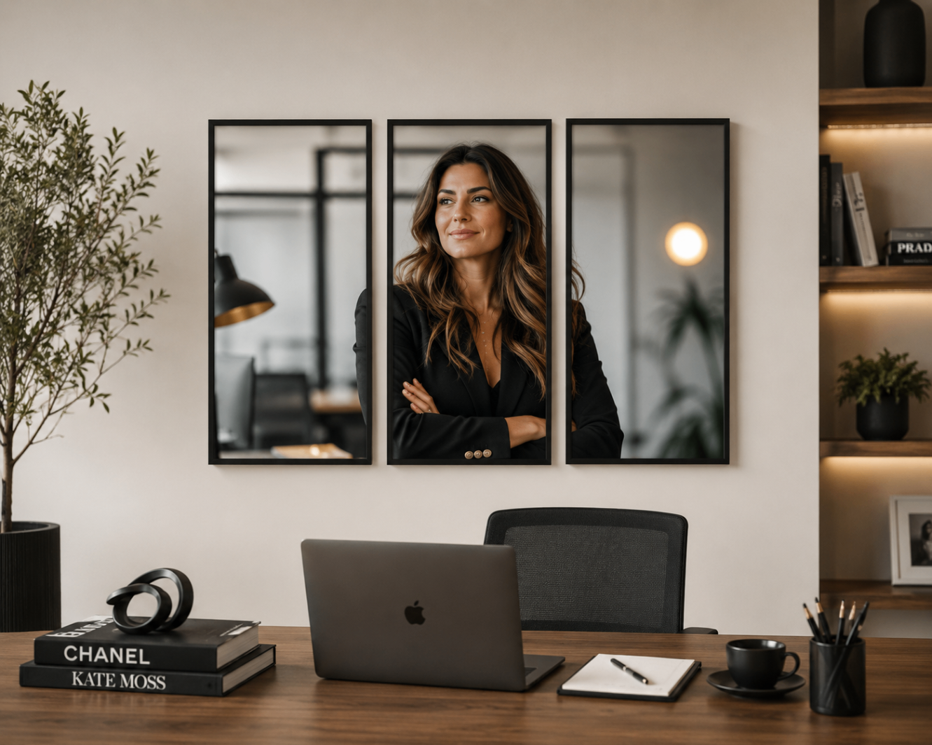 Coleção Corporativa — retrato profissional em 3 molduras