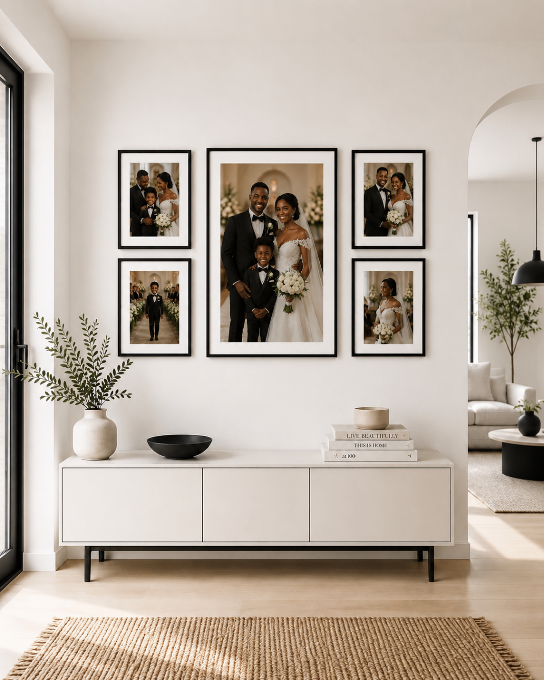 Gallery vertical — três retratos de família