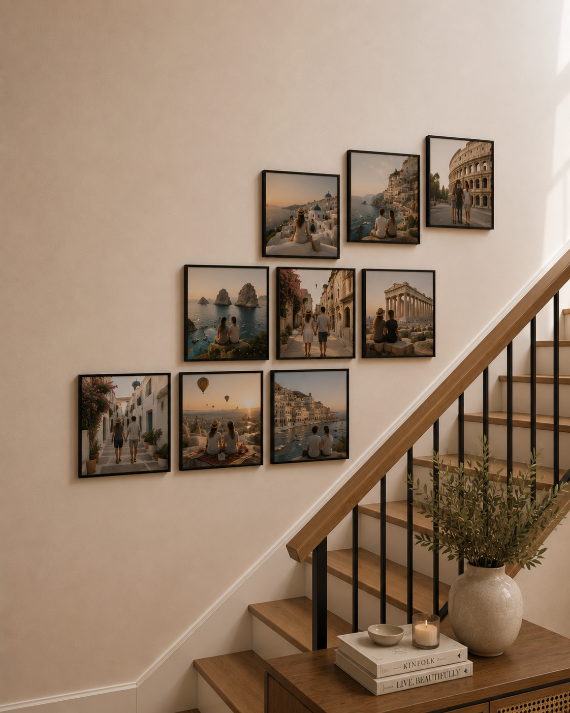 Sala moderna com galeria de quadros