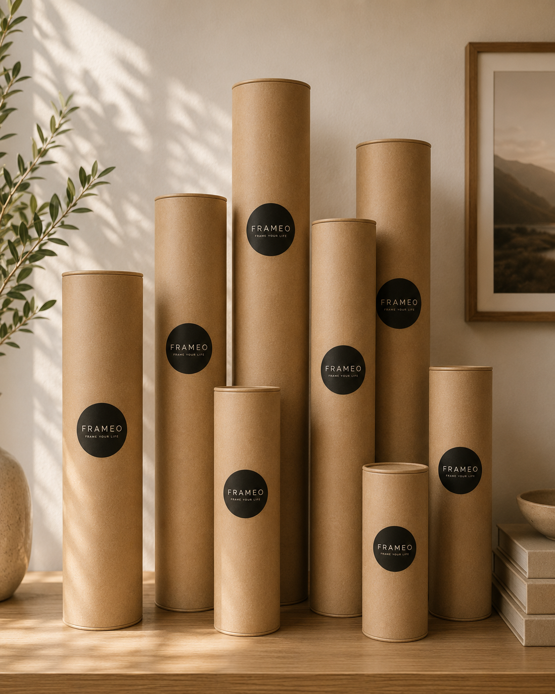 Tubos de cartão premium FRAMEO para envio de ampliações fotográficas